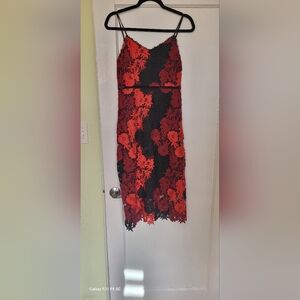 Bebe Red Lace Detail